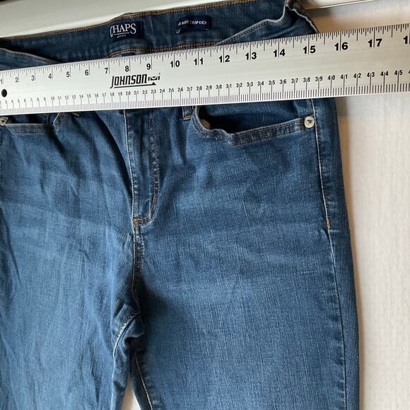 Chaps Midrise Crop Kick Women Waxed Denim Straight Leg Jeans Size 12, Blue - Picture 2 of 12